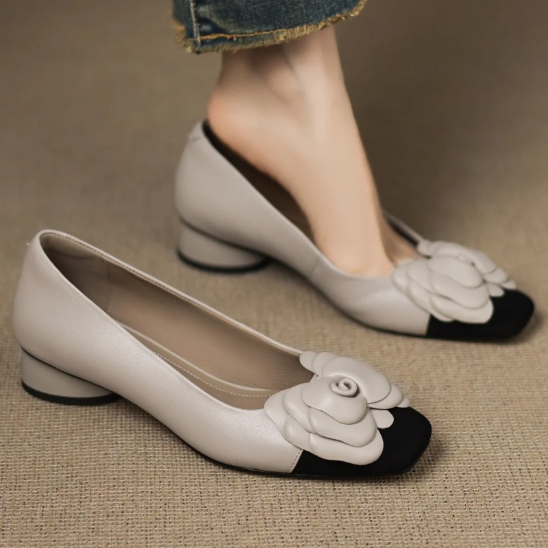 Women'S Heels - プラスサイズ 34-41 レディース シープスキン ミックスカラー パッチワーク