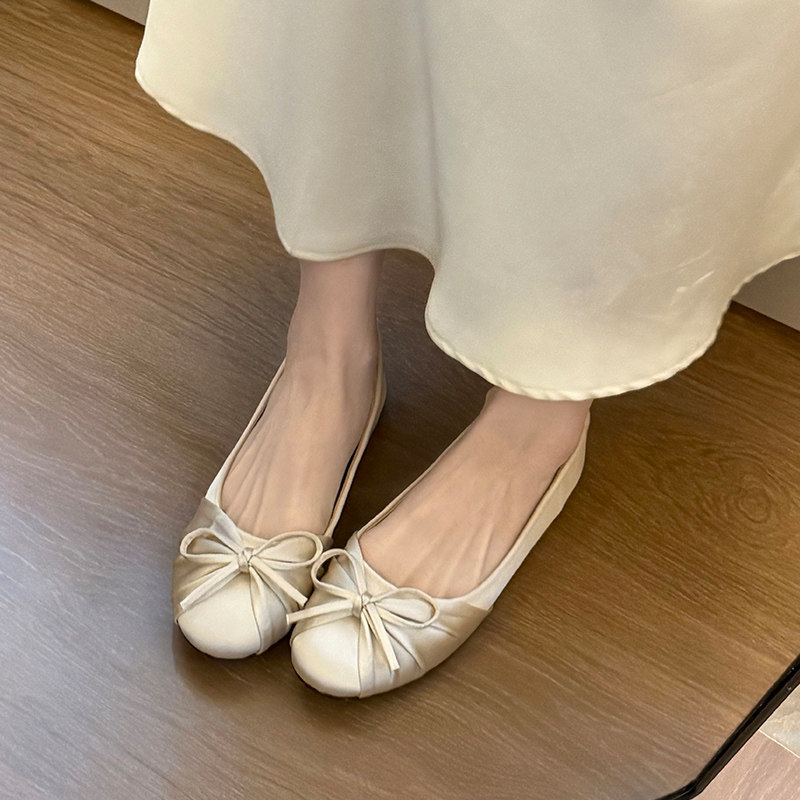 Women'S Heels - 2026年新作 蝶結び サテン シャロー シングルシューズ レディース