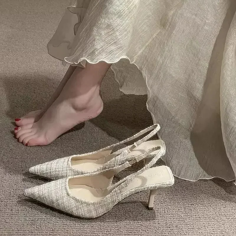 Women Shoes Brand - ファッションブランドが女性向けにデザインしたニットプラットフォームヒール、ポインテッドトゥのパーティーシューズ、快適な大きいサイズの夏用スティレットサンダル