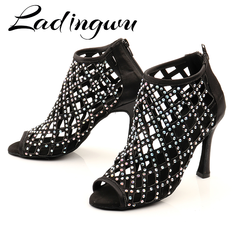 Women'S Shoes Z - Ladingwu黒ダンスシューズ女性靴ダンスラテンスパークルラインストーン女性社交ダンスシューズラテンタンゴダンスシューズ10センチメートル