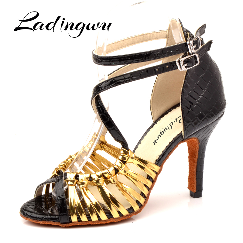 Women'S Shoes Z - Ladingwu 女性クロコダイルテクスチャ Pu サルサダンスシューズレディースユニークなデザインパティ社交ラテンダンスシューズゴールド