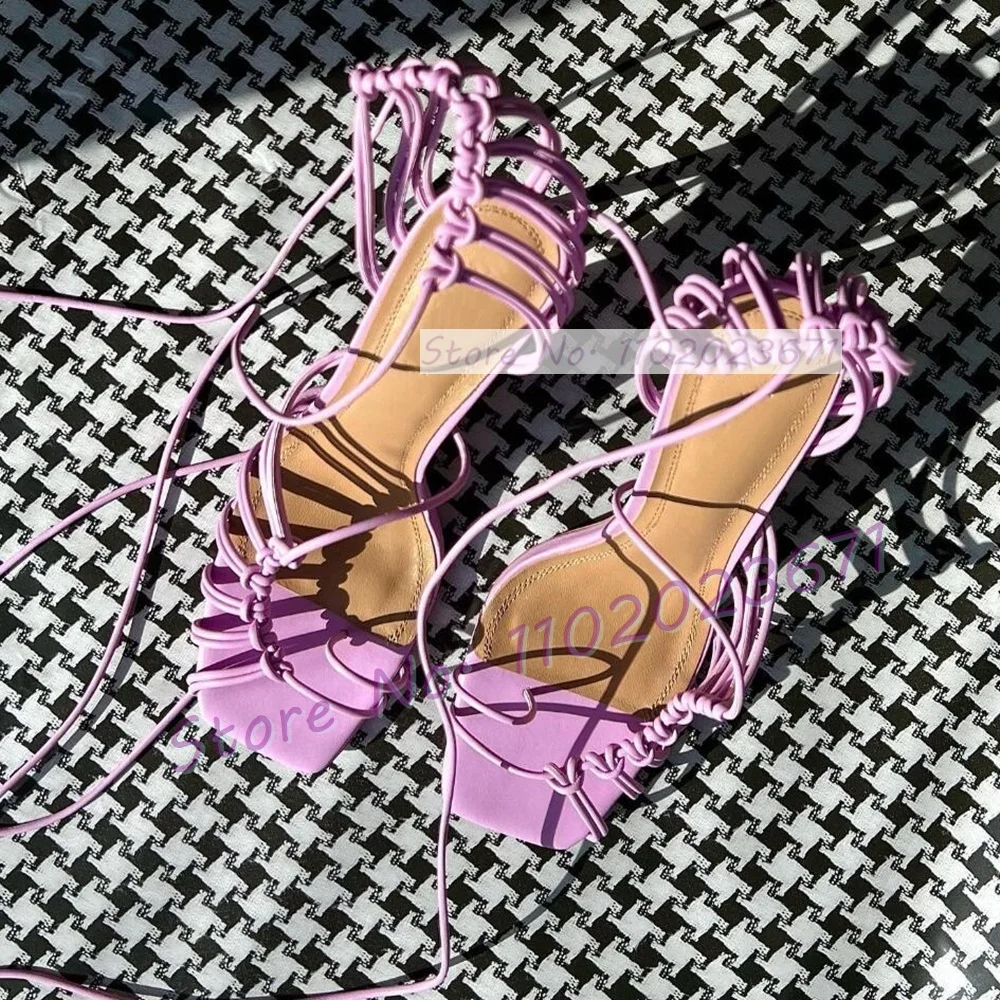 女性のためのシックなコード付きレースアップサンダル,セクシー - Strappy Heeled Sandals のレビューと価格