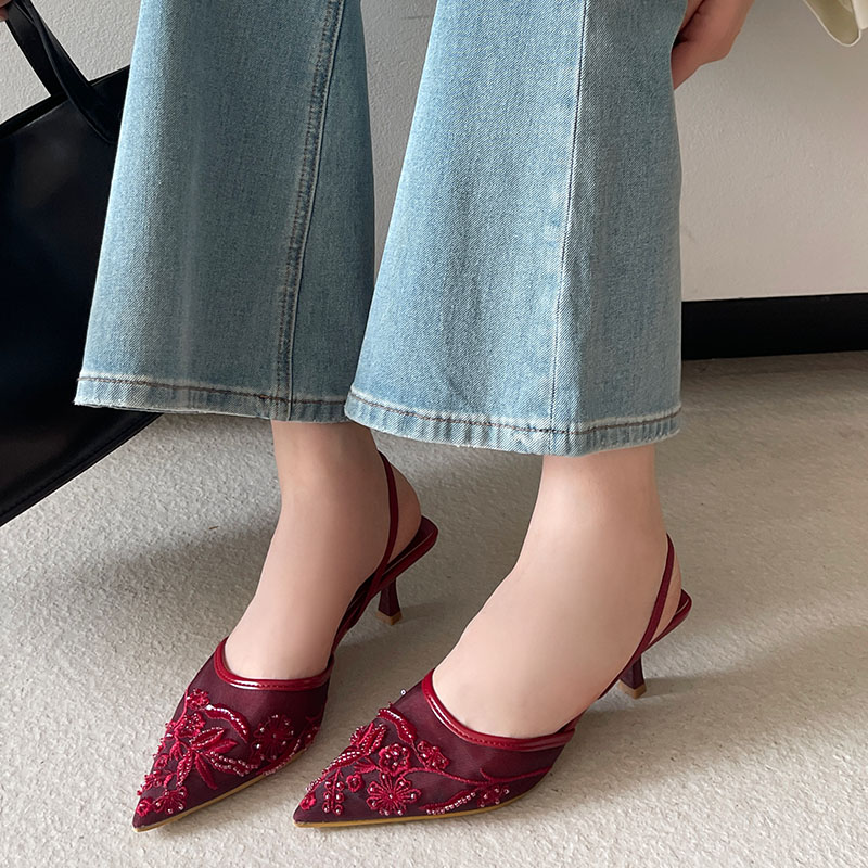 2026 エレガントなスリングバックサンダル女性薄型ハイヒー - Women Shoes Brand のレビューと価格