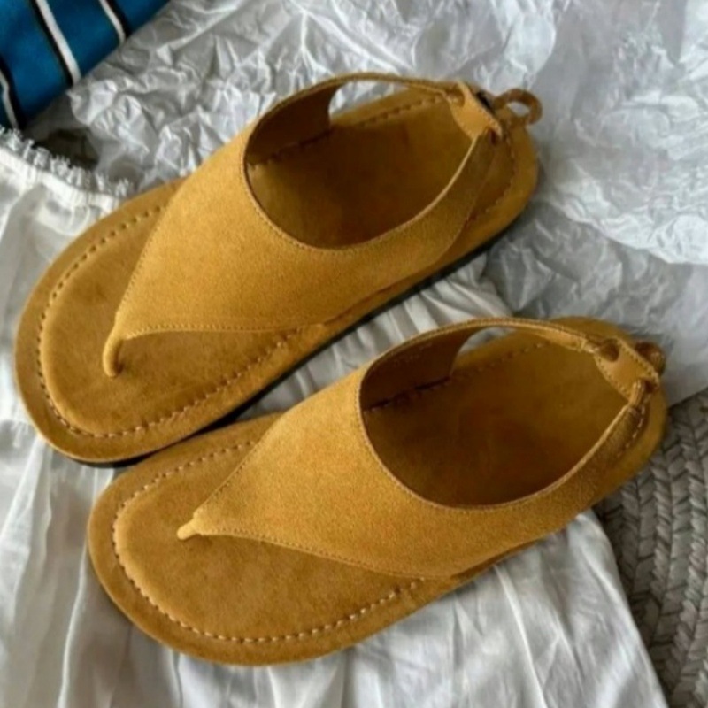 韓国風ミニマリストスエードスリングバックサンダル レディース - Thong Flat Sandal のレビューと価格