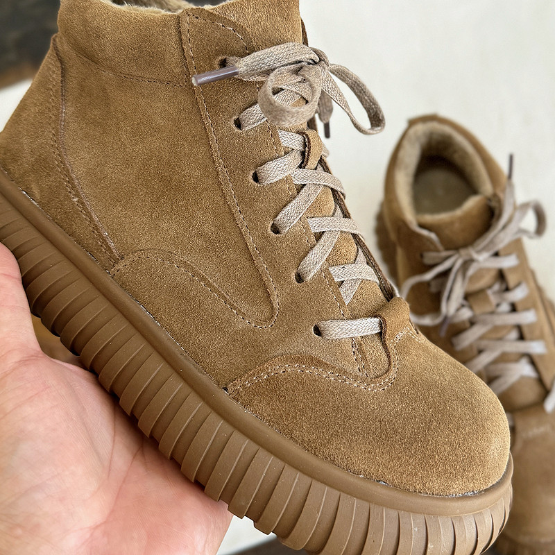 Careaymade-女性用のワイドヘッド本革ブーツ,厚いソ - Women'S Shoes Wide Width のレビューと価格