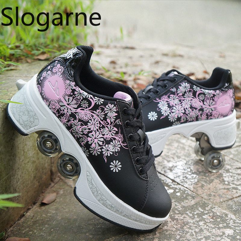 女性用4輪変形ローラースケートシューズ、男性用カジュアルスポ - Women Shoes Waterproof のレビューと価格
