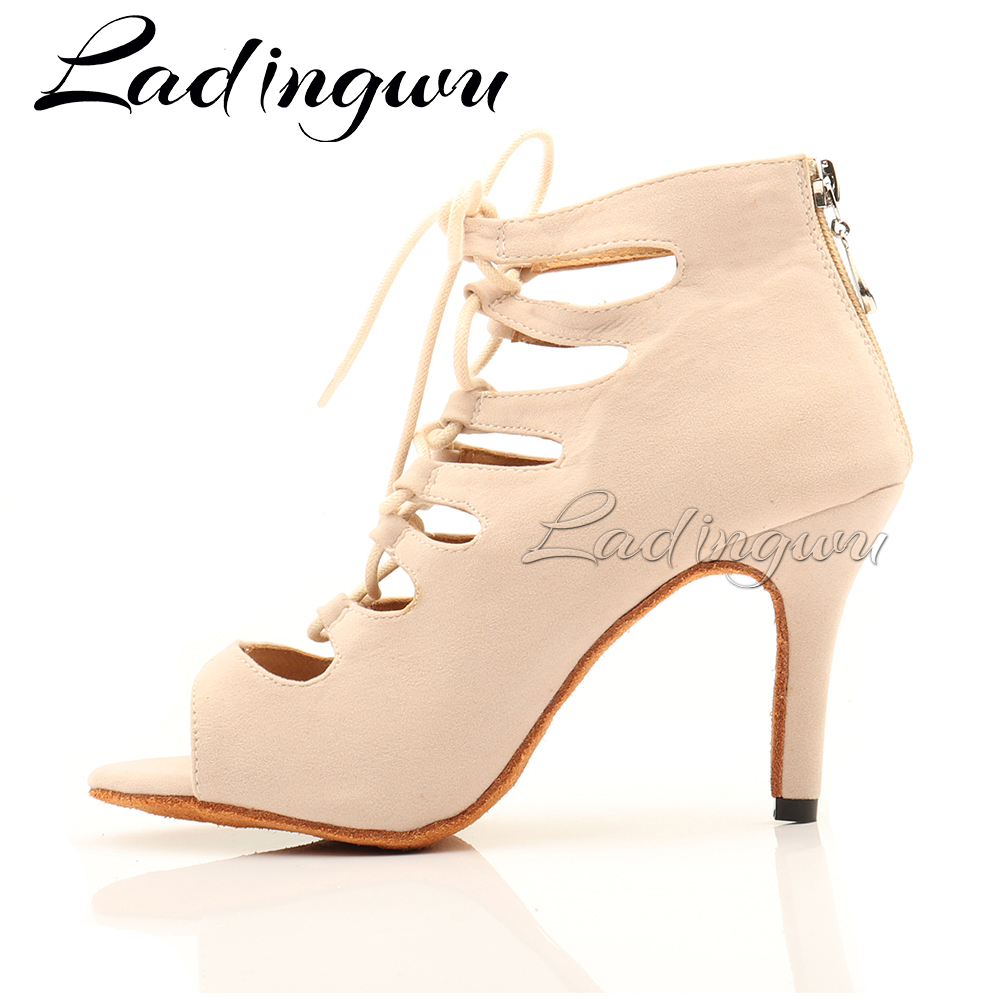 Ladingwuベージュスエードハイトップダンス靴ブーツ女性 - Women'S Shoes Z のレビューと価格