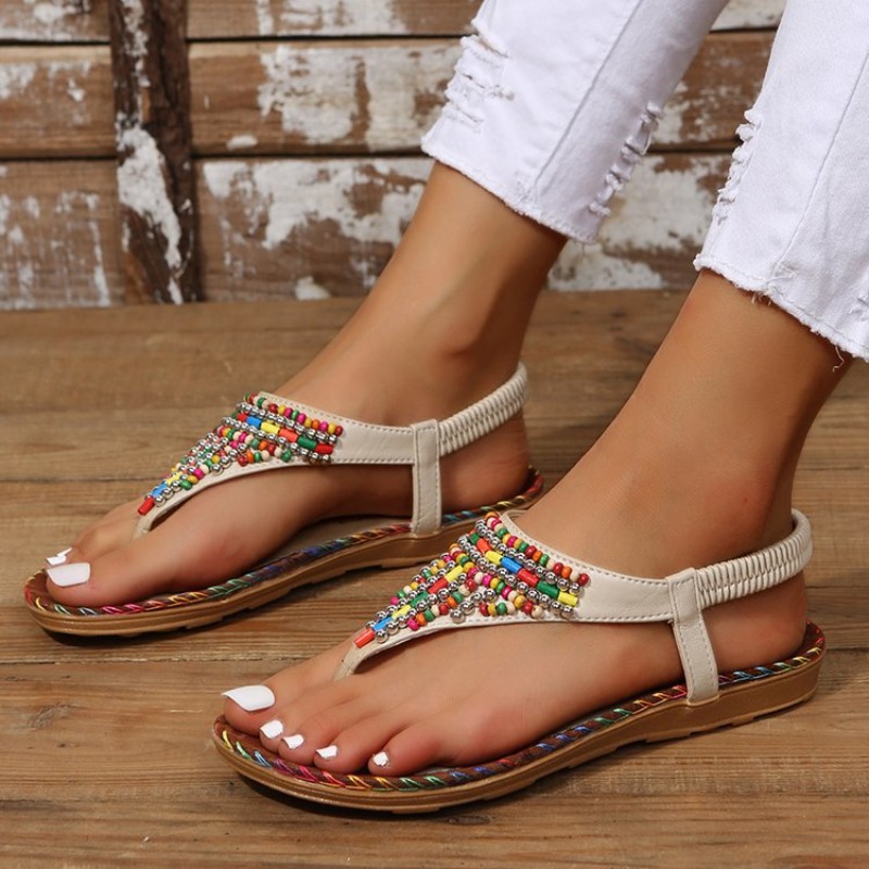 夏の女性用プラスサイズローマンサンダル、レディースオープント - Thong Flat Sandal のレビューと価格