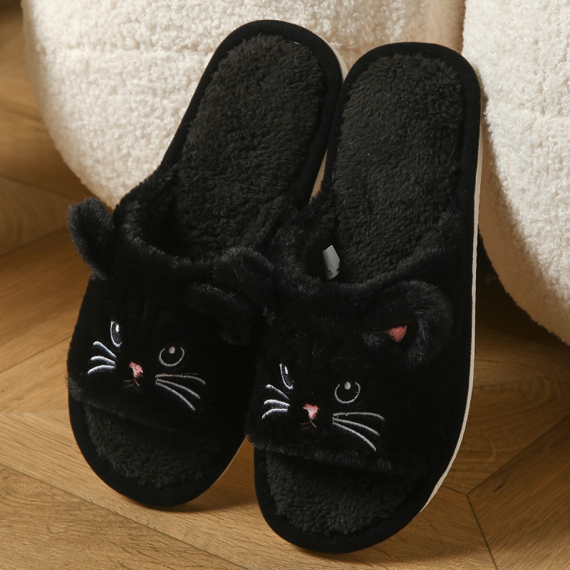 かわいい猫のぬいぐるみ風ビーチサンダル、男女兼用、暖かいふわ - Thong Flat Sandal のレビューと価格