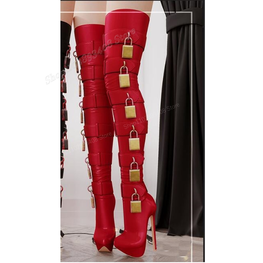 レッドロックデコマットレザーオーバーニーブーツスティレットハ - Women'S Heels のレビューと価格