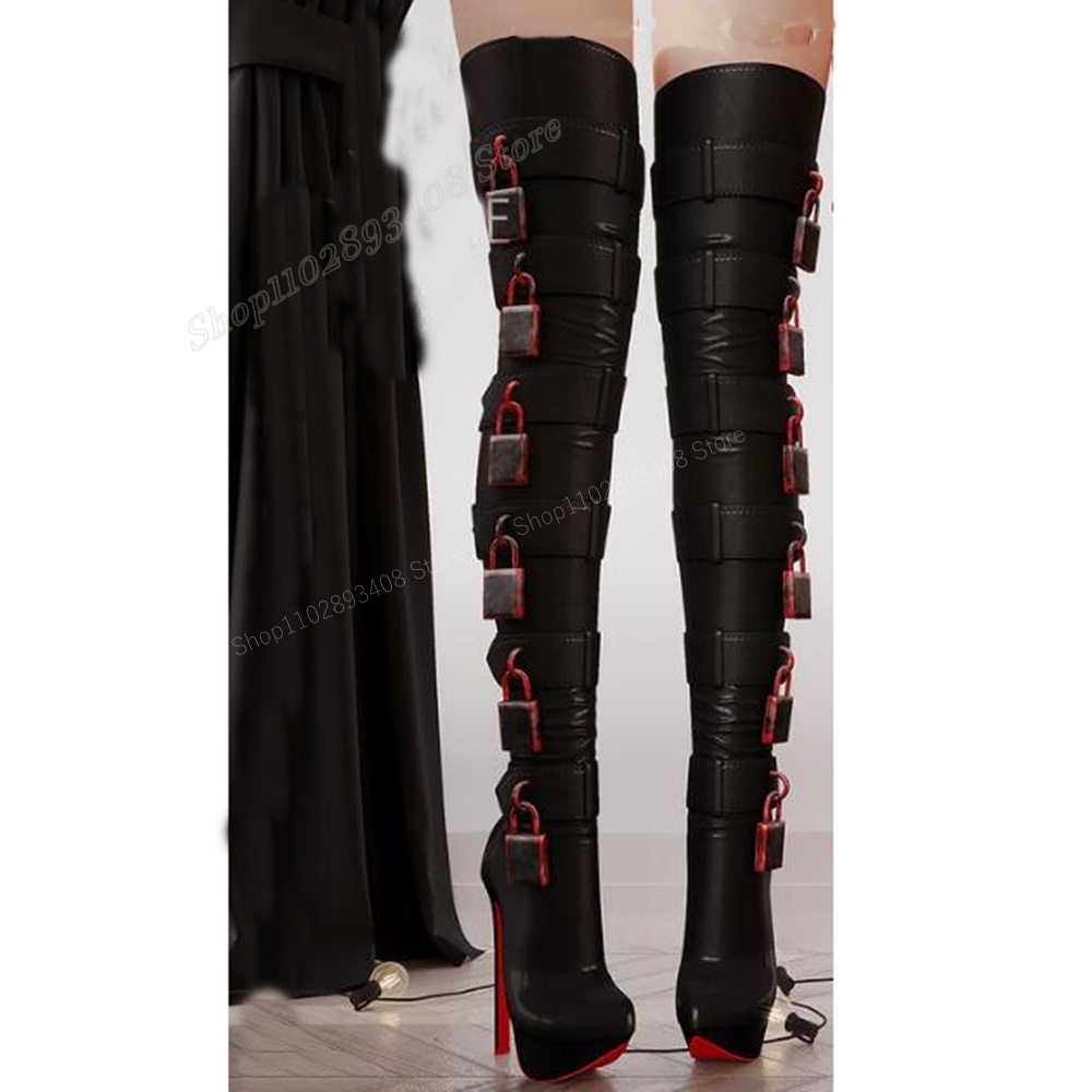 レッドロックデコマットレザーオーバーニーブーツスティレットハ - Women'S Heels のレビューと価格