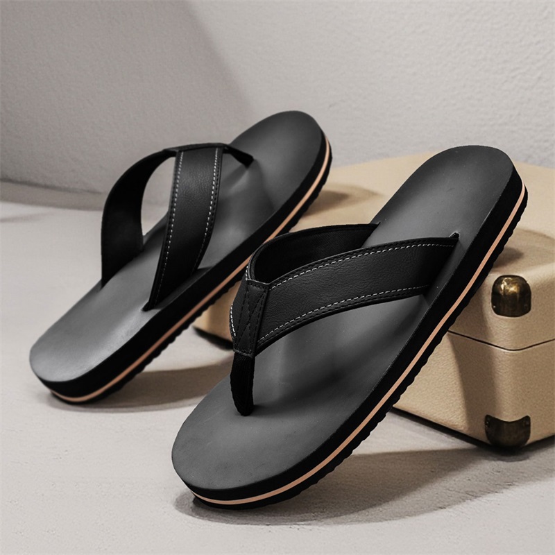 メンズヴィンテージウォッシュドフェイクレザービーチサンダル、 - Thong Flat Sandal のレビューと価格