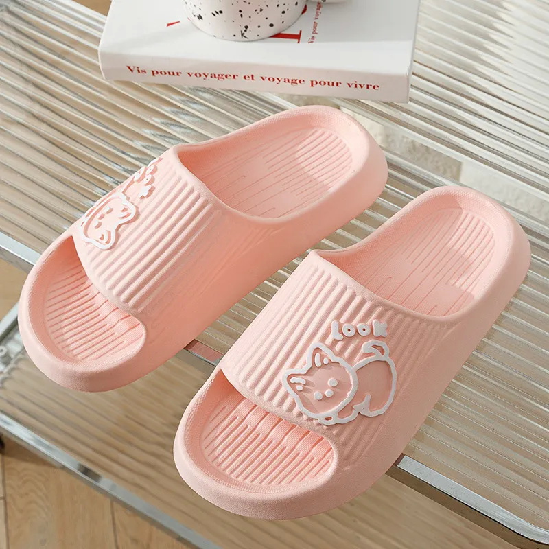 夏かわいい猫スリッパ女性超軽量カップルホームシューズ屋外ビー - Women Shoes Waterproof のレビューと価格