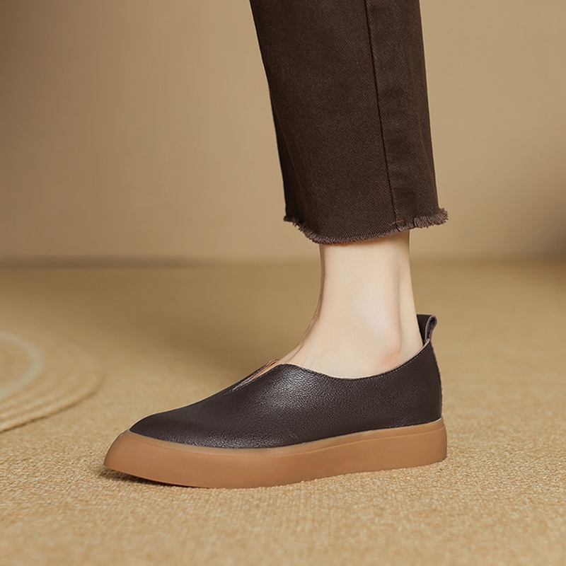 女性用の厚いヒールの先のとがったつま先のモカシン,本革の靴, - Women'S Heels のレビューと価格