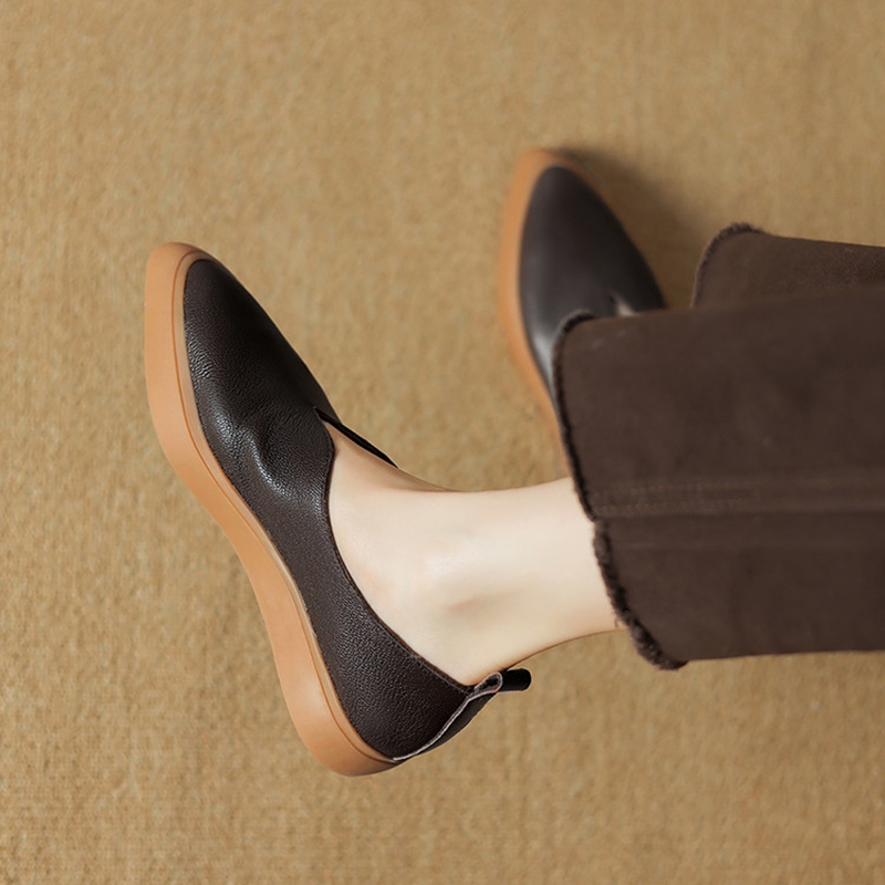女性用の厚いヒールの先のとがったつま先のモカシン,本革の靴, - Women'S Heels のレビューと価格