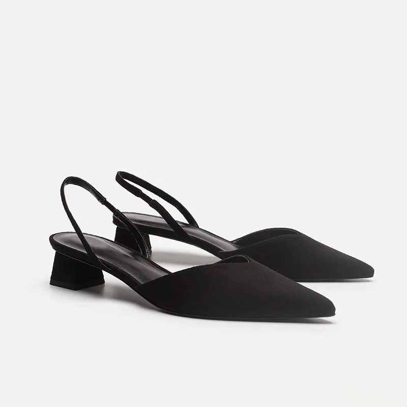 レディース ポインテッド ストレッチ サンダル ブロック ロ - Low Block Heel Pump のレビューと価格