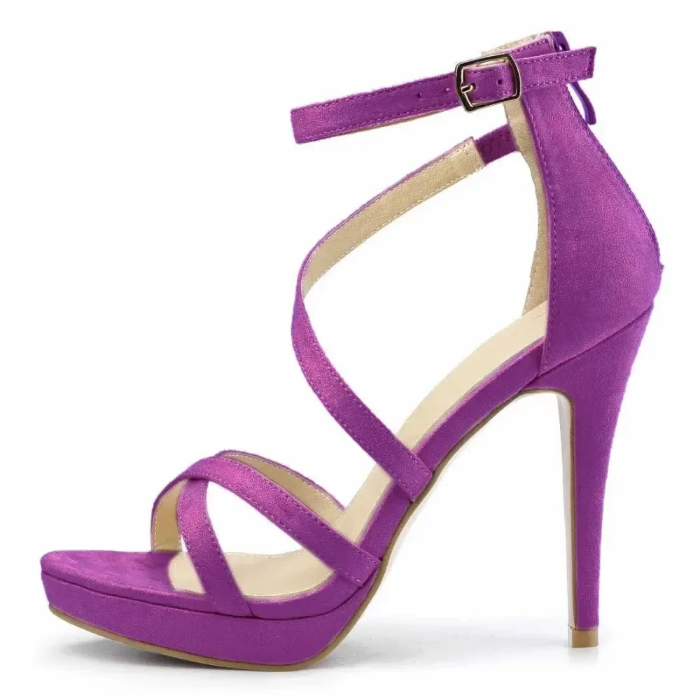 女性サンダル夏セクシーなパンプス 11 センチメートルベルベ - Strappy Heeled Sandals のレビューと価格