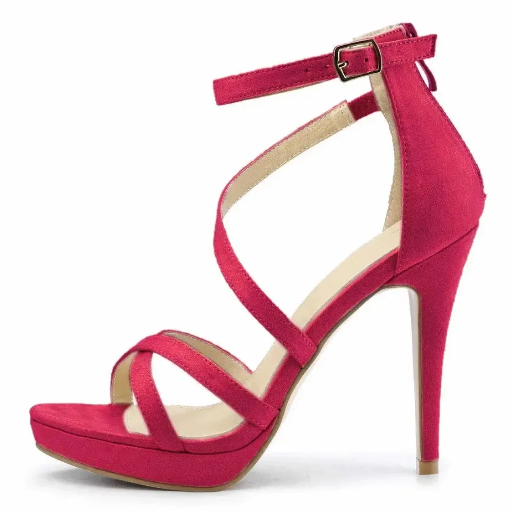 女性サンダル夏セクシーなパンプス 11 センチメートルベルベ - Strappy Heeled Sandals のレビューと価格