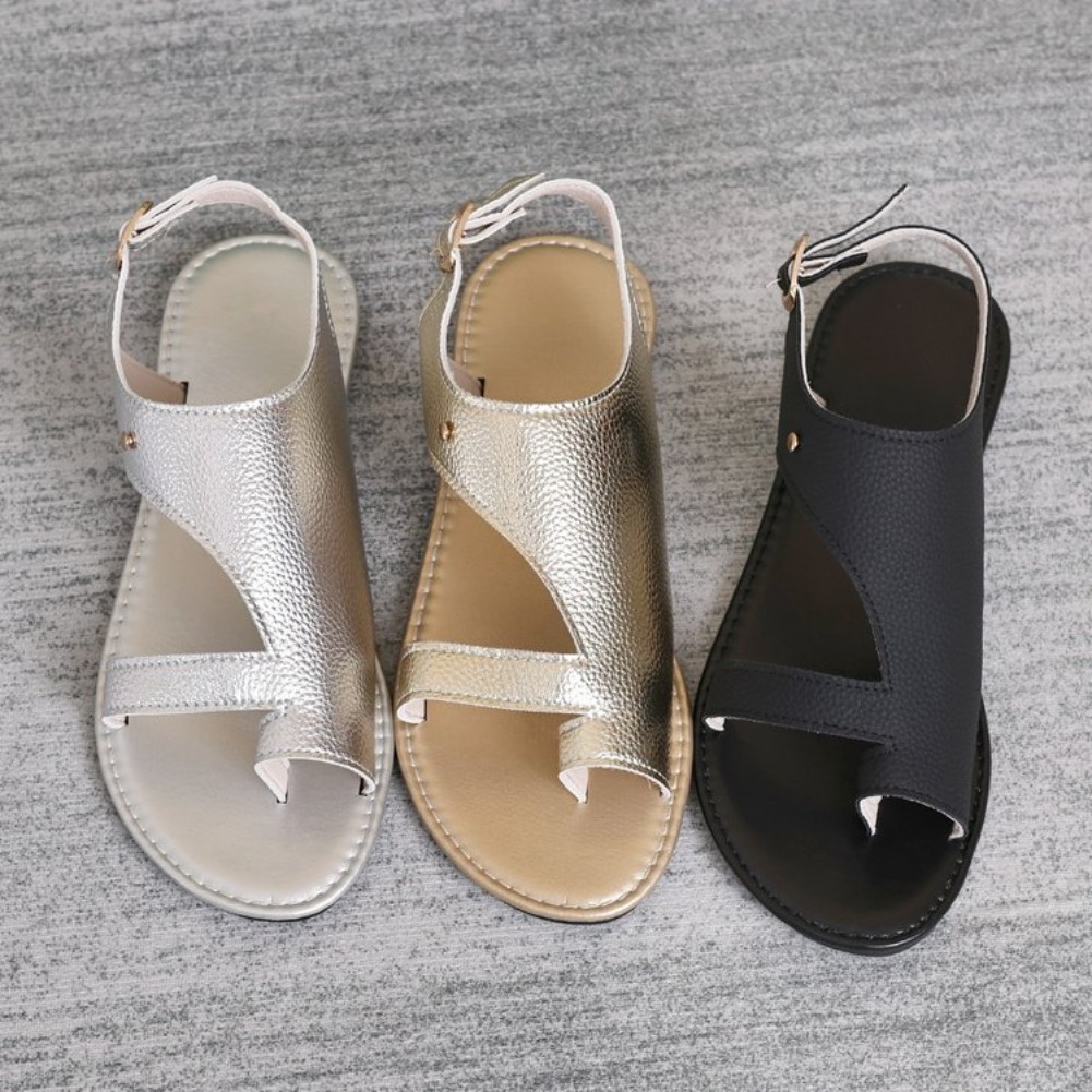 女性ミニマリストトングサンダル PU レザーオープントゥレデ - Thong Flat Sandal のレビューと価格